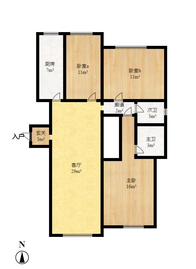 中房F联邦  3室2厅2卫    107.98万室内图1