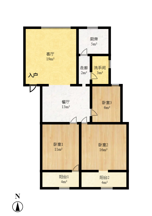湘樟园小区（湘樟家园）  3室2厅1卫   60.00万室内图1