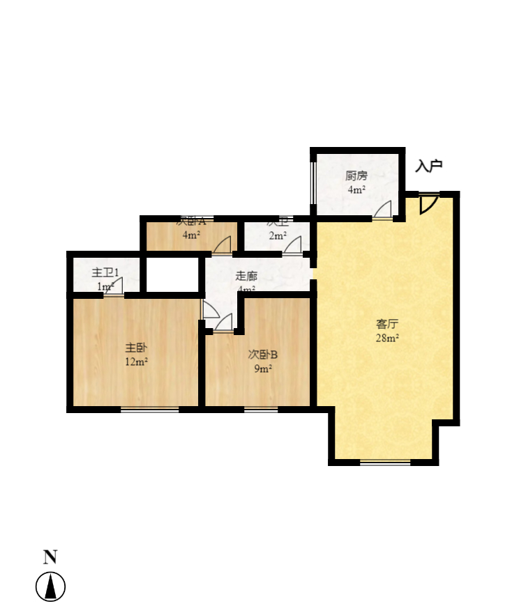 广泰家园  3室2厅1卫   1800.00元/月室内图1