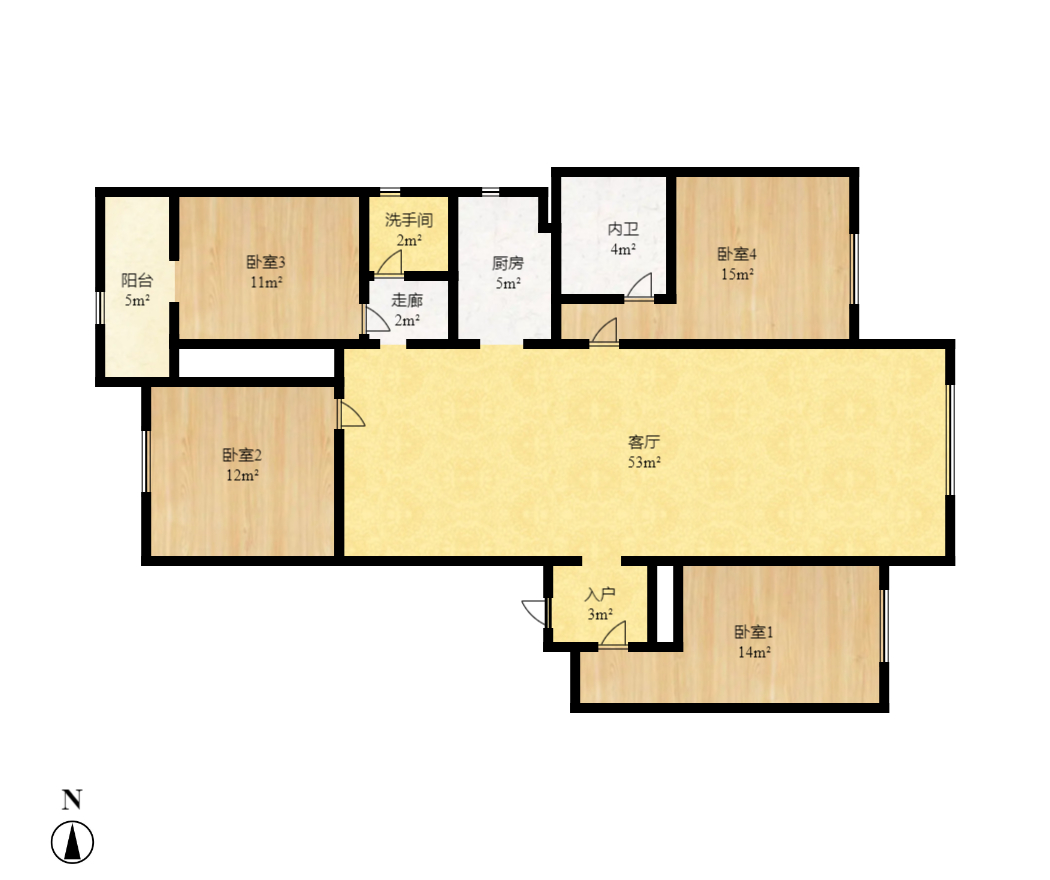 紫薇鑫园 4室2厅2卫 3000.0元/月 紫薇鑫园 4室2厅2卫 3000.0元/月户型图