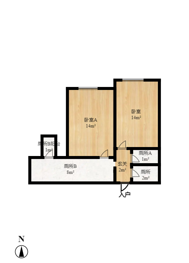合能洋湖公馆 1室1厅1卫 1200.0元/月 合能洋湖公馆 1室1厅1卫 1200.0元/月户型图