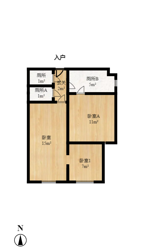 合能洋湖公馆 2室1厅1卫 1900.0元/月 合能洋湖公馆 2室1厅1卫 1900.0元/月户型图