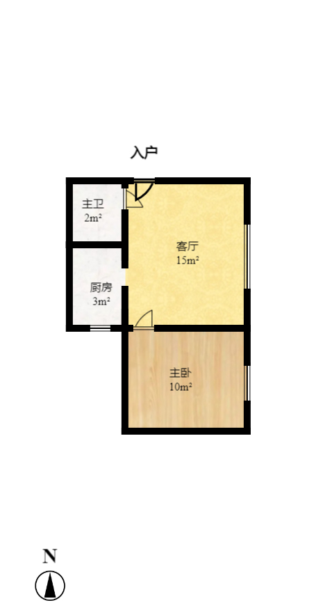 长房八方里（长房公园里）  1室1厅1卫    2300.0元/月户型图