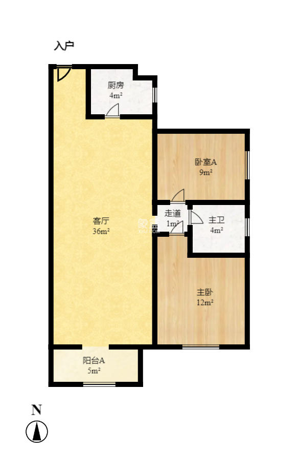 黎郡新宇熙春园 2室2厅1卫 1500.0元/月 黎郡新宇熙春园 2室2厅1卫 1500.0元/月户型图
