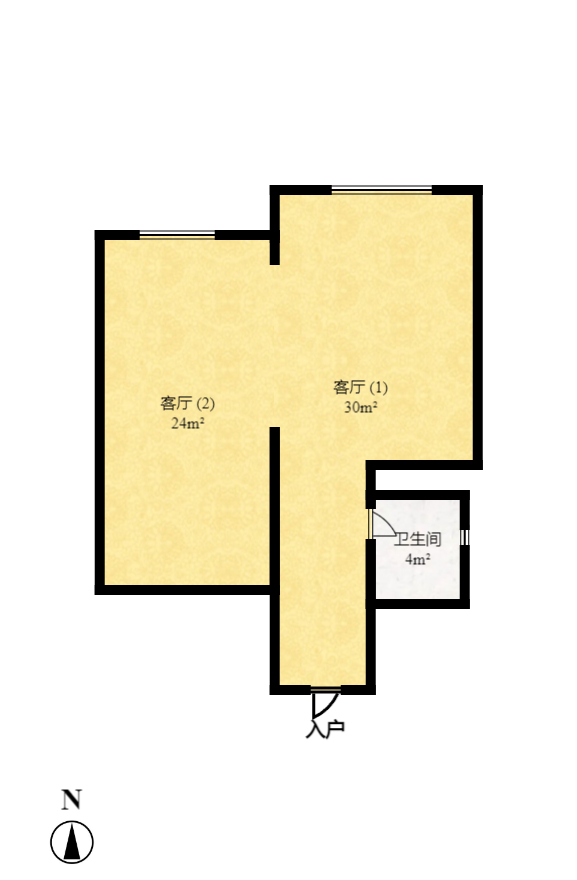 富绿新村  1室1厅1卫   1600.00元/月户型图