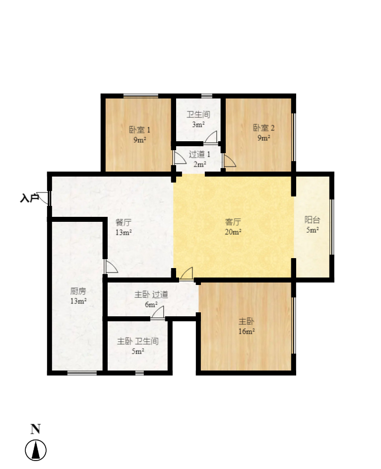 钱隆世家  1室0厅0卫   2800.00元/月户型图