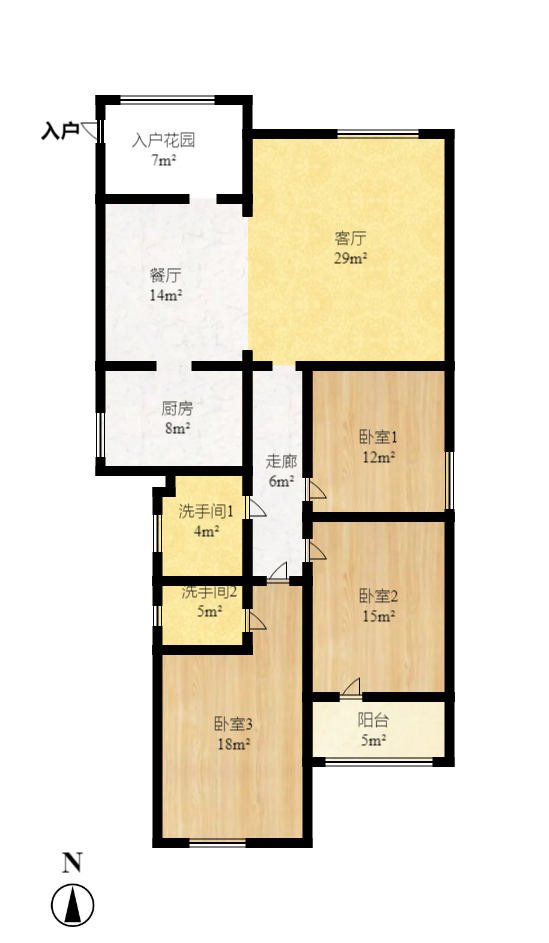 中建桂苑  3室2厅2卫   2500.00元/月户型图