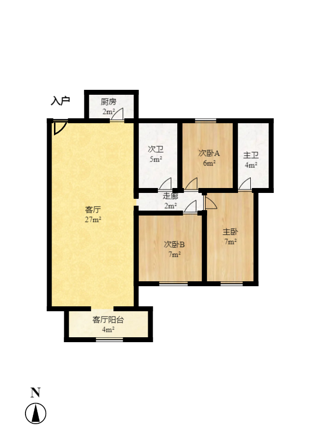 中建芙蓉嘉苑  3室2厅2卫    2200.0元/月户型图