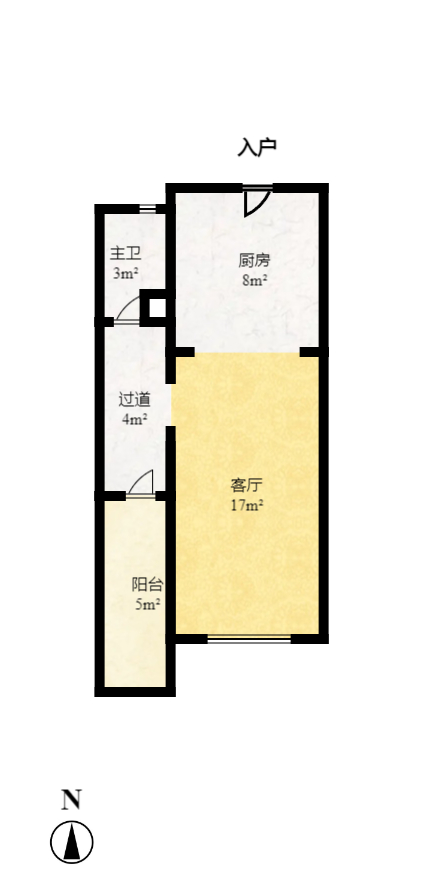 绿地公馆（绿地名邸）  1室1厅1卫   1300.00元/月户型图