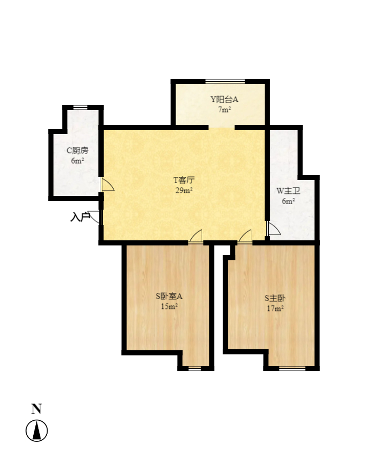 新盛珑璟台 2室2厅1卫 1800.0元/月 新盛珑璟台 2室2厅1卫 1800.0元/月户型图