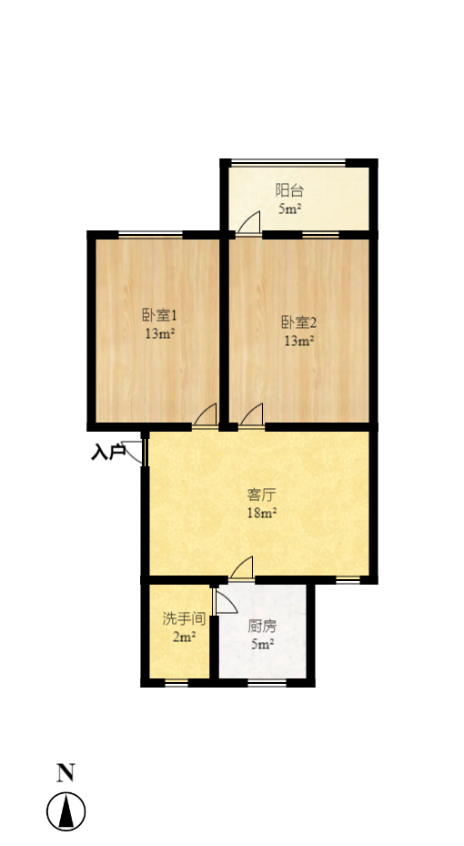 荷晏小区 2室2厅1卫 1600.0元/月 荷晏小区 2室2厅1卫 1600.0元/月户型图