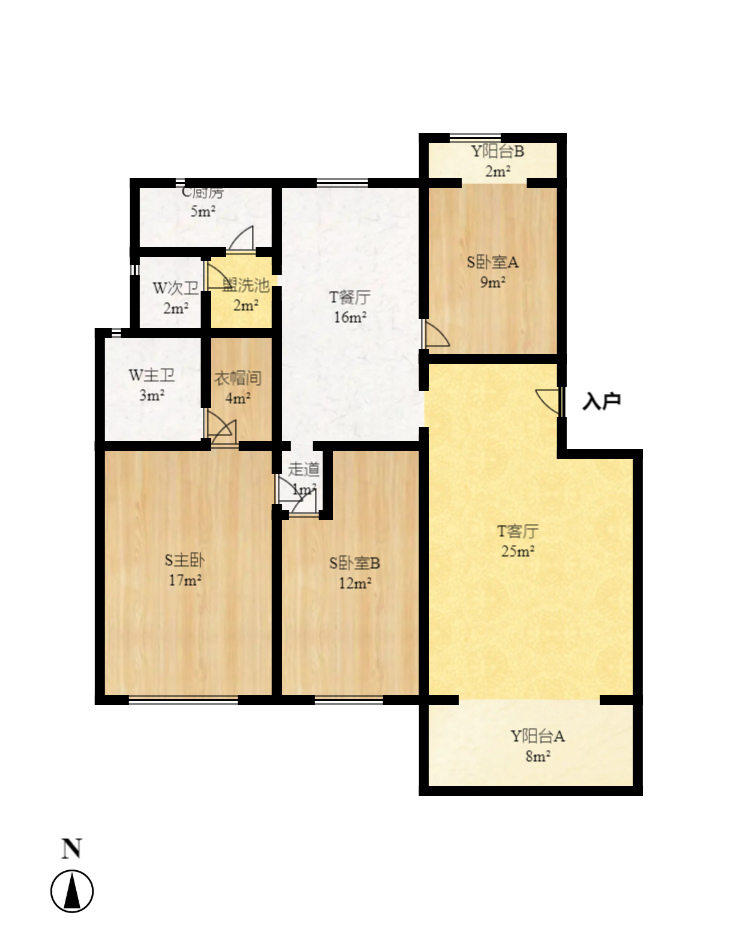 泰禹家园（彩云之翼家园一期、二期、三期）  3室2厅1卫    1700.0元/月户型图