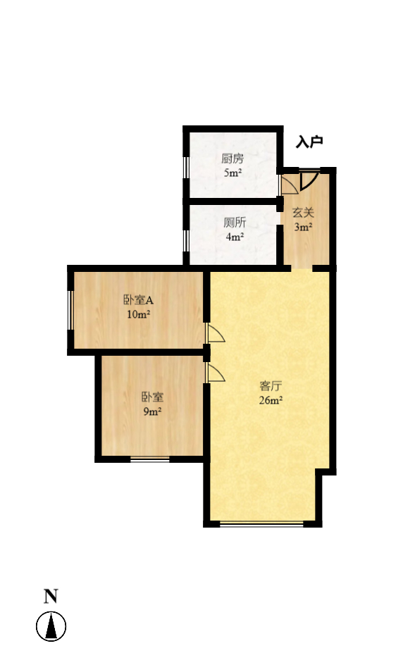 洋湖和园(福联嘉苑) 2室2厅1卫 1850.0元/月 洋湖和园(福联嘉苑) 2室2厅1卫 1850.0元/月户型图