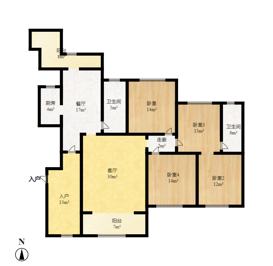 盛隆佳园  4室2厅2卫   1600.00元/月户型图