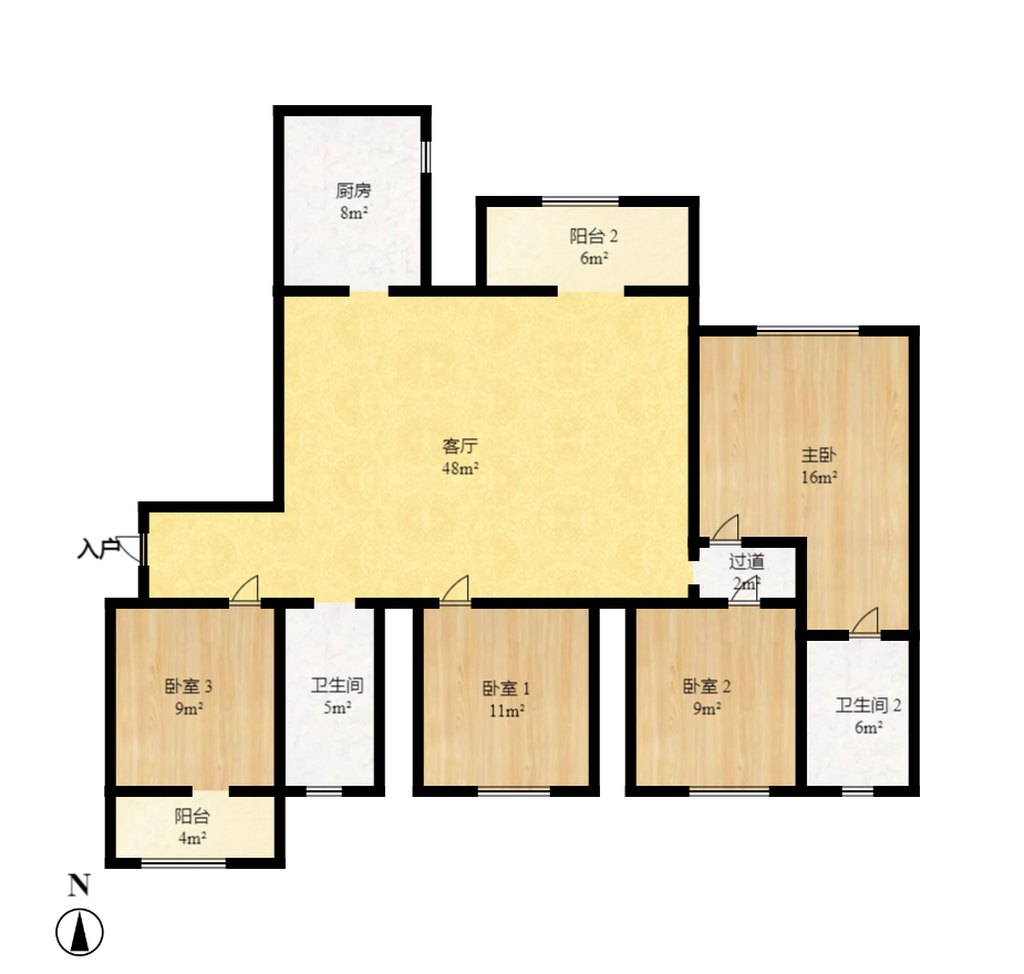 北辰三角洲E7区 4室2厅2卫 3500.0元/月 北辰三角洲E7区 4室2厅2卫 3500.0元/月户型图