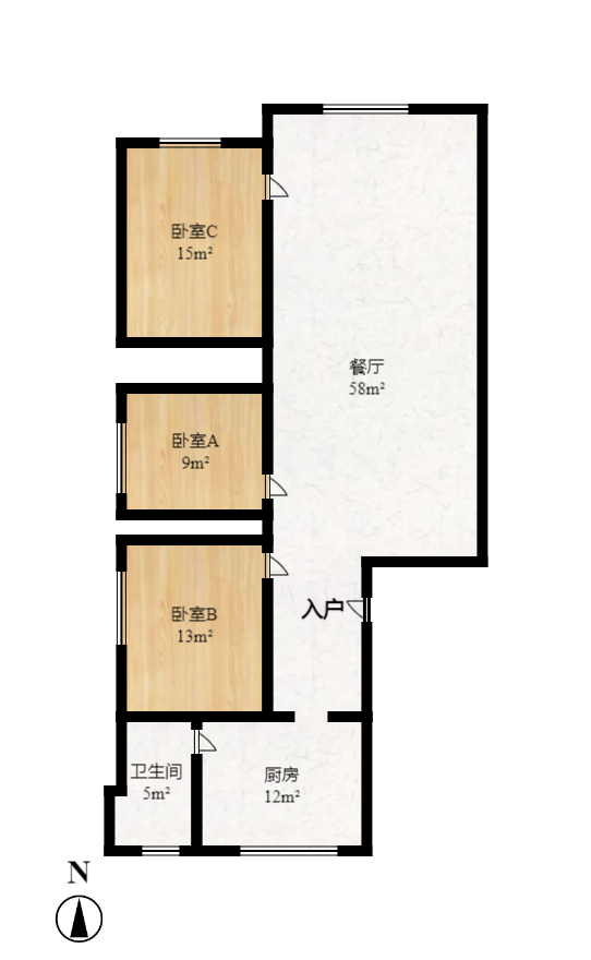 四方商贸城  3室2厅2卫    66.0万室内图1