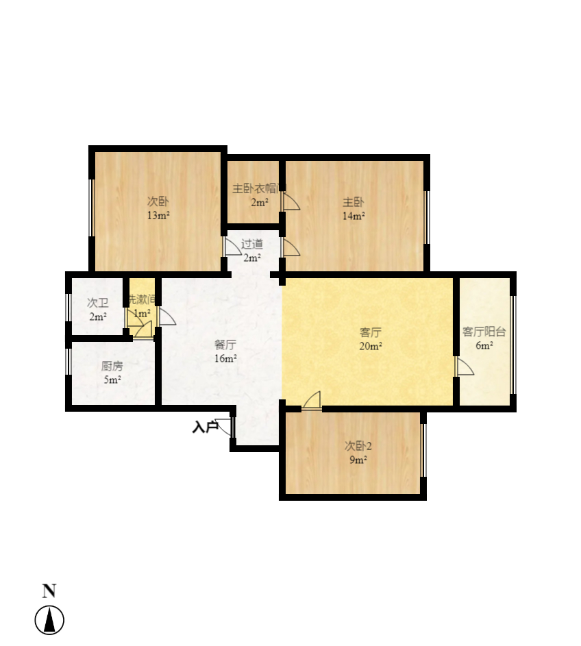 德润园  3室2厅2卫    2200.0元/月户型图