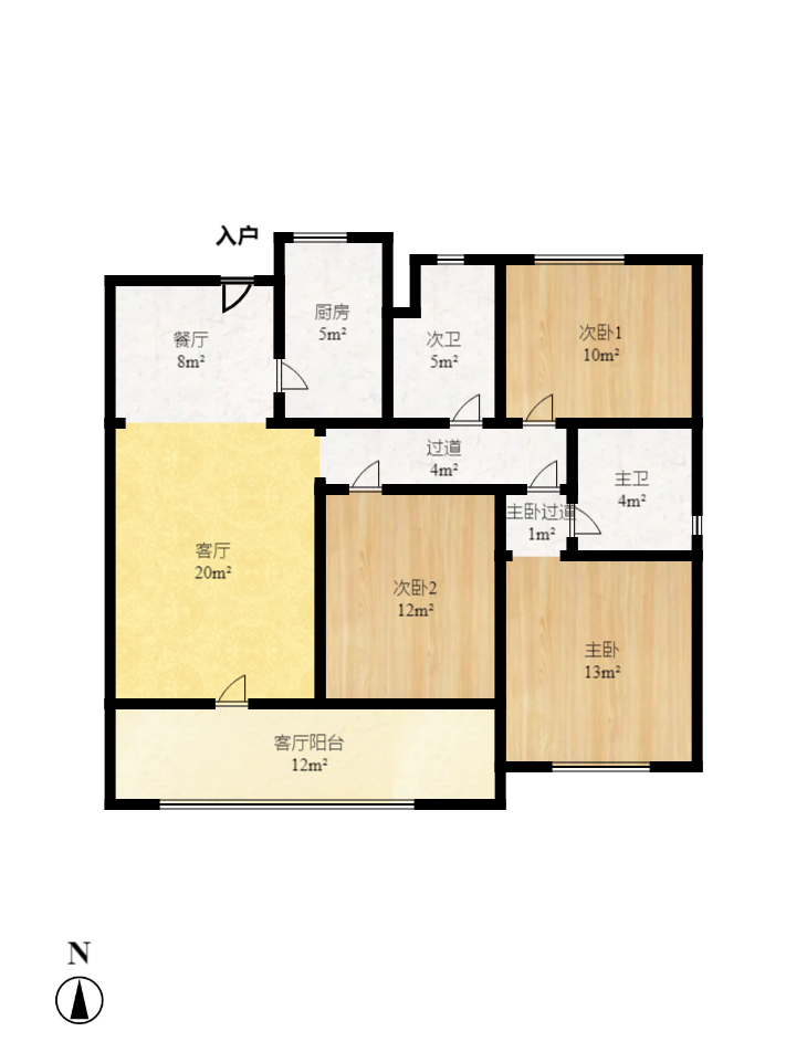龙湖铂金中心（龙湖春江郦城）  3室2厅2卫   4400.00元/月户型图