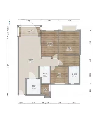 恒大华府  3室2厅2卫   110.00万室内图