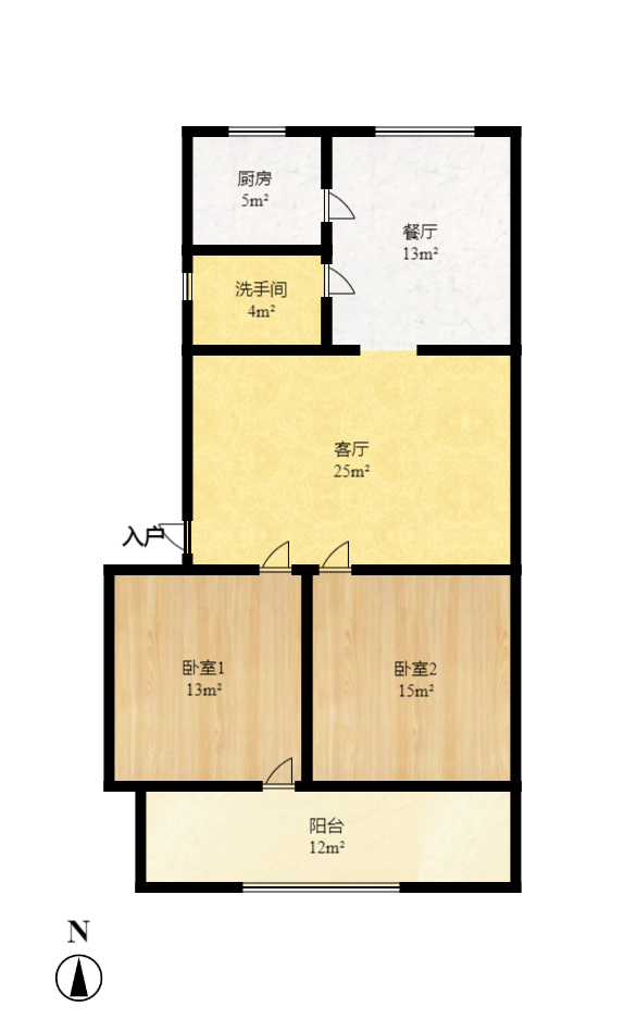 长监宿舍  2室2厅1卫   62.00万室内图1