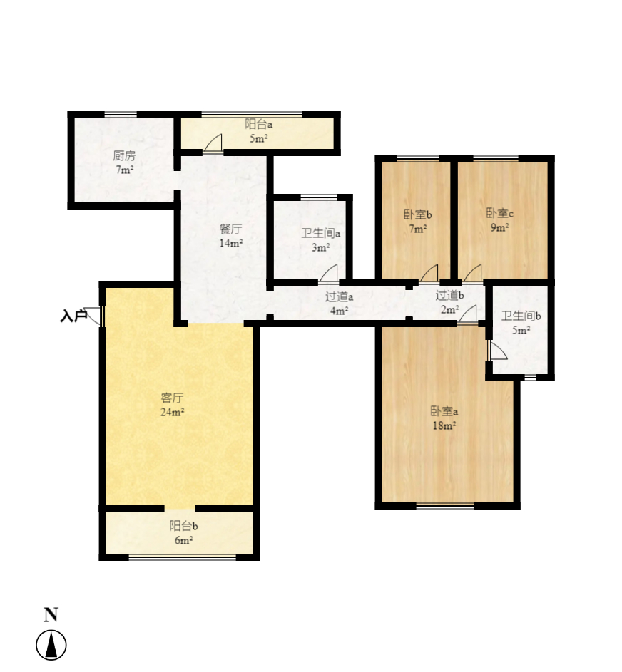 宏聚地中海  4室2厅2卫   2600.00元/月户型图