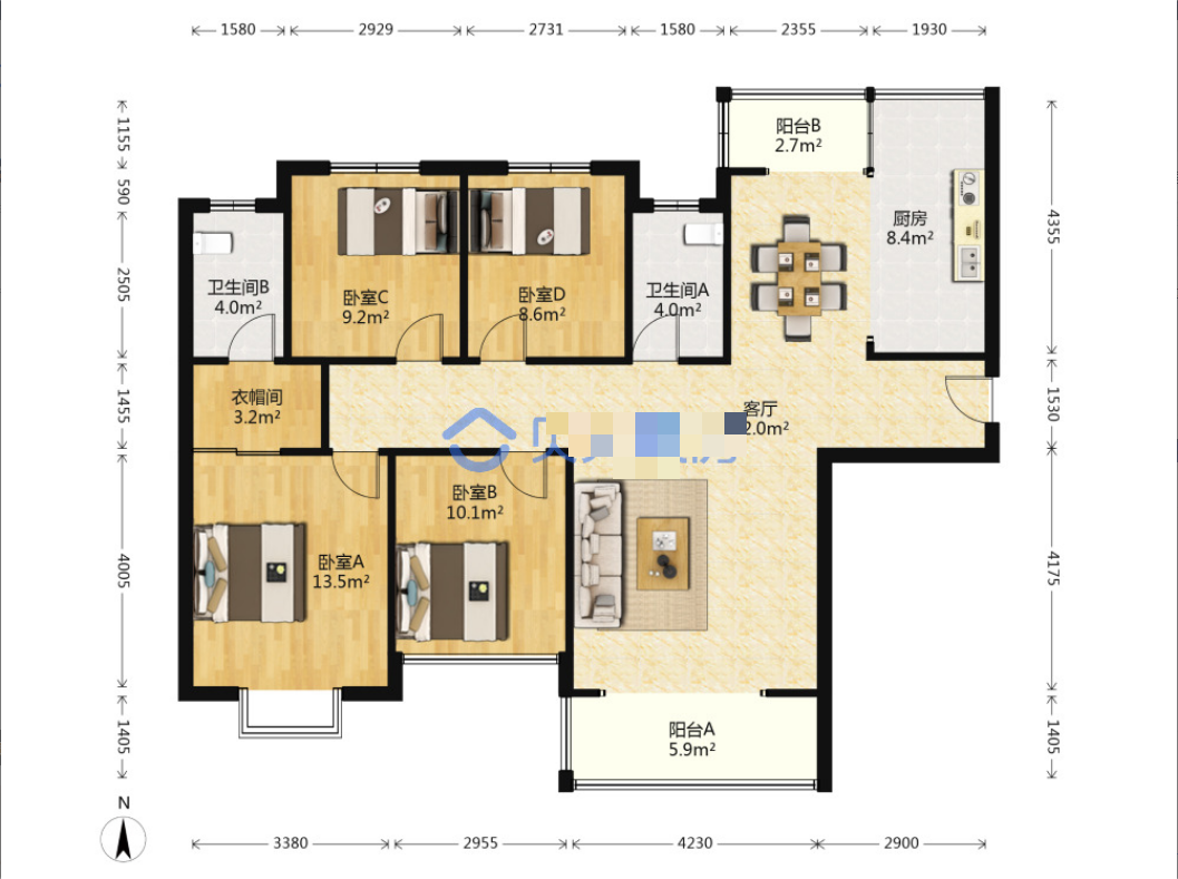 鑫怡佳苑 4室2厅2卫 81.8万 鑫怡佳苑 4室2厅2卫 81.8万室内图