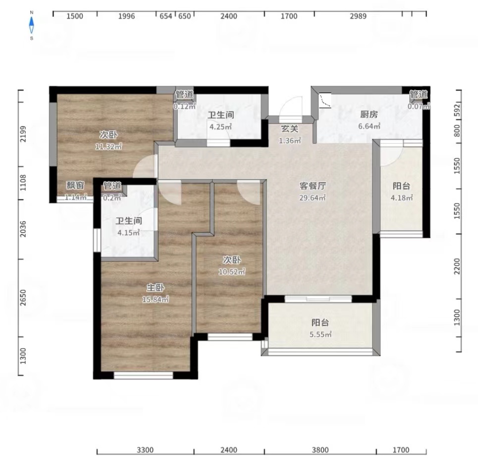 晋合湘水湾三期 3室2厅1卫 103.8万 晋合湘水湾三期 3室2厅1卫 103.8万室内图