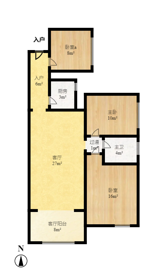 花样年华  1室1厅1卫   1500.00元/月户型图