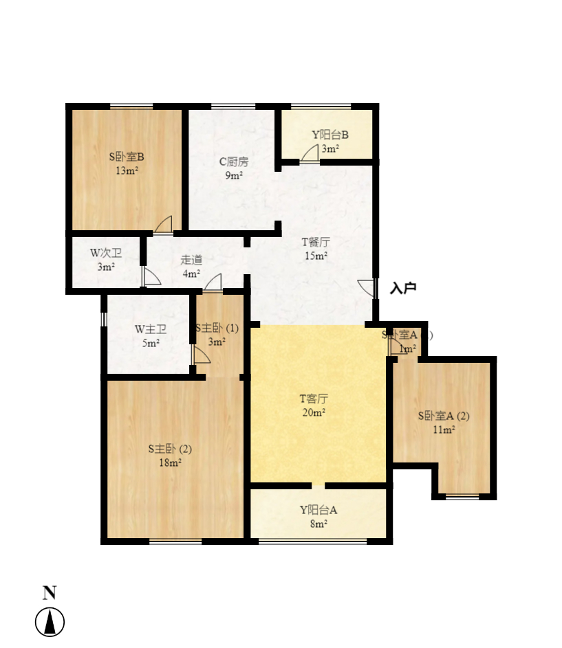 优山美地  3室2厅2卫   2800.00元/月户型图