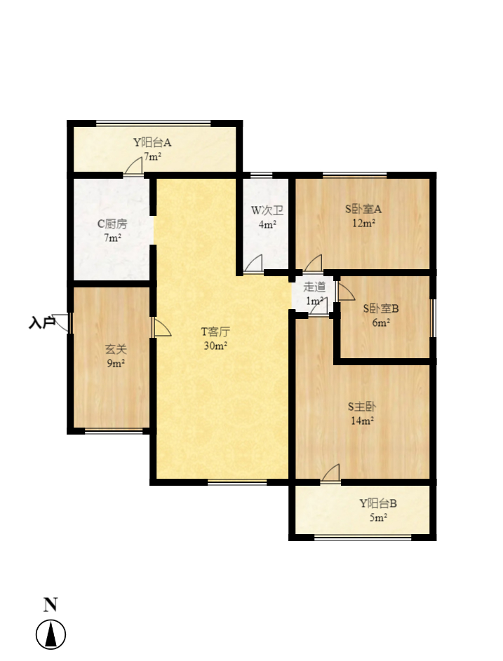 华悦城 2室2厅1卫 2300.0元/月 华悦城 2室2厅1卫 2300.0元/月户型图