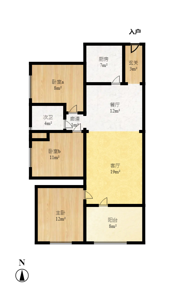 万科里梅溪郡  3室2厅1卫    3200.0元/月户型图