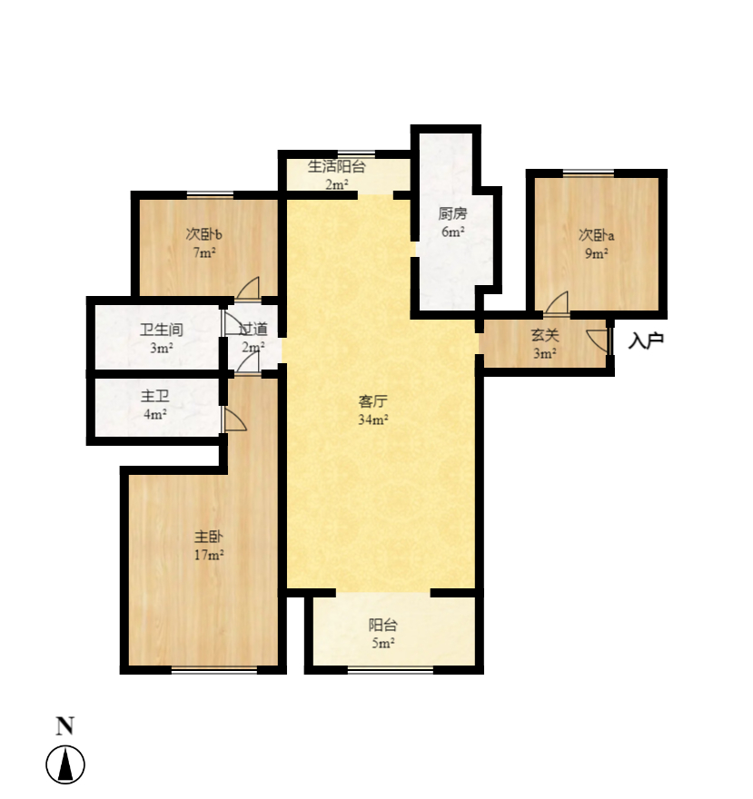 金地三千府（金地湖山樾、金地自在城）  3室2厅2卫    2000.0元/月室内图1