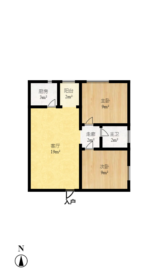 水岸世景  2室1厅1卫    62.0万 水岸世景  2室1厅1卫    62.0万户型图