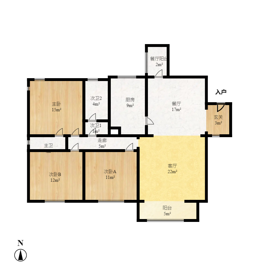 星沙教师公寓  1室2厅1卫    2200.0元/月户型图