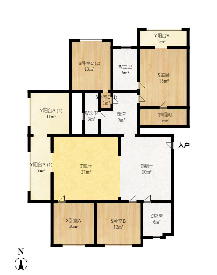 中城丽景香山园 4室2厅2卫 3500.0元/月 中城丽景香山园 4室2厅2卫 3500.0元/月户型图