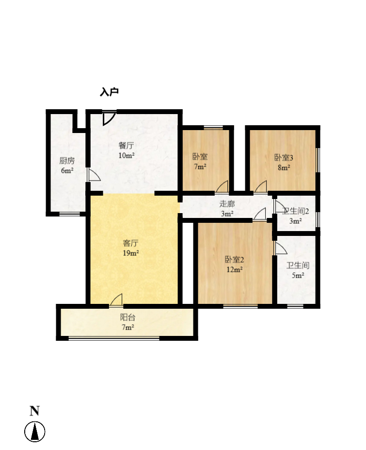 时代星城  3室2厅2卫   1800.00元/月户型图