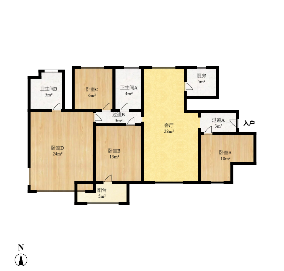 维一星城原山苑 4室2厅2卫 2400.0元/月 维一星城原山苑 4室2厅2卫 2400.0元/月户型图