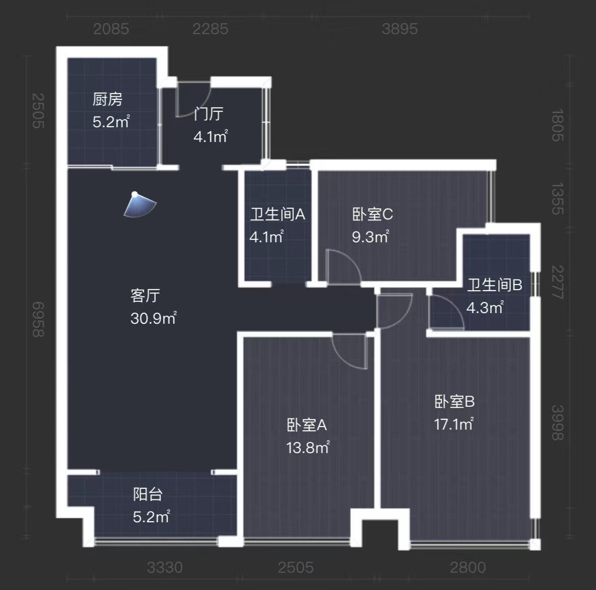 美的城四期  3室2厅2卫   64.00万