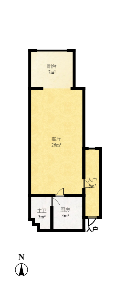 少帅府  2室1厅1卫   2300.00元/月室内图1