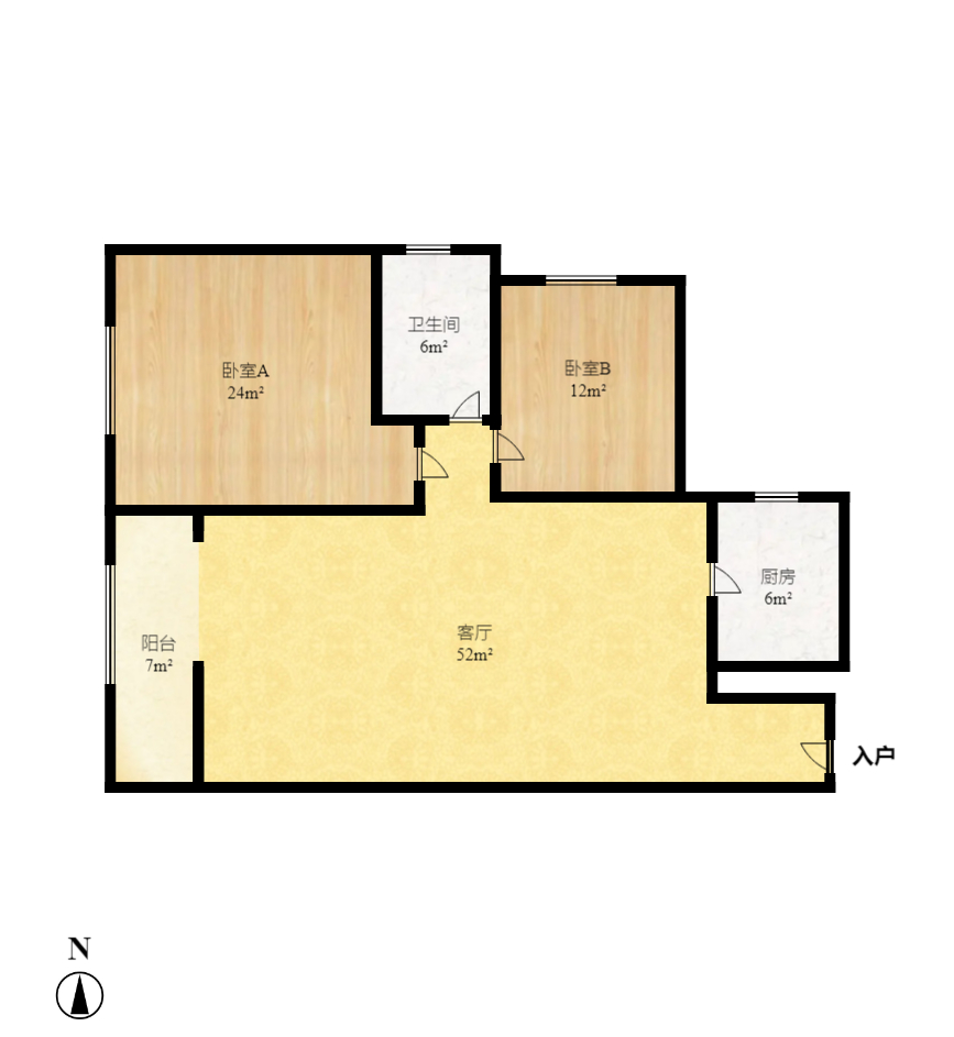 翡翠林居  2室2廳1衛(wèi)    84.8萬室內(nèi)圖1