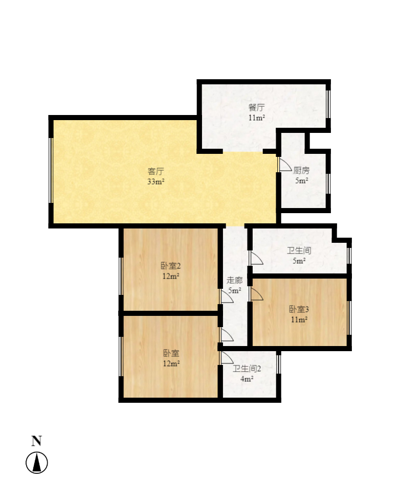 紫御江山  4室2厅2卫   2900.00元/月户型图