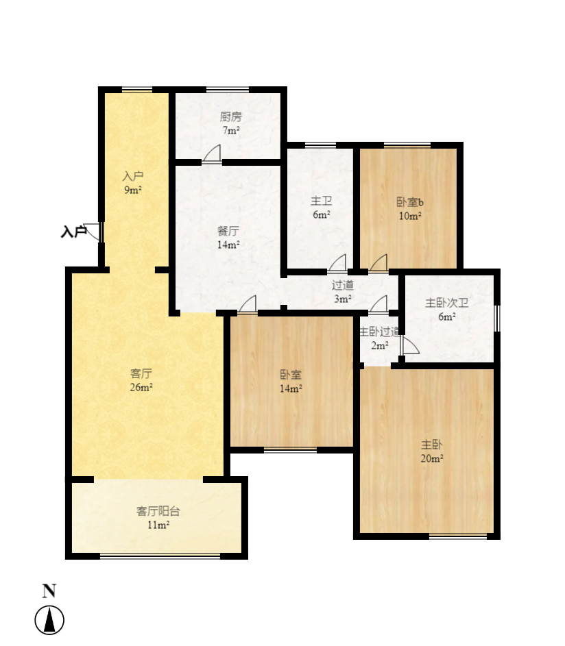 丰源国际  3室2厅1卫    2200.0元/月户型图