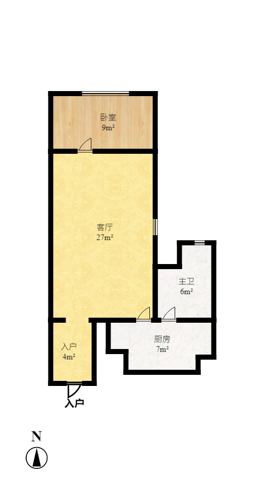 红树湾  1室1厅1卫   1400.00元/月户型图