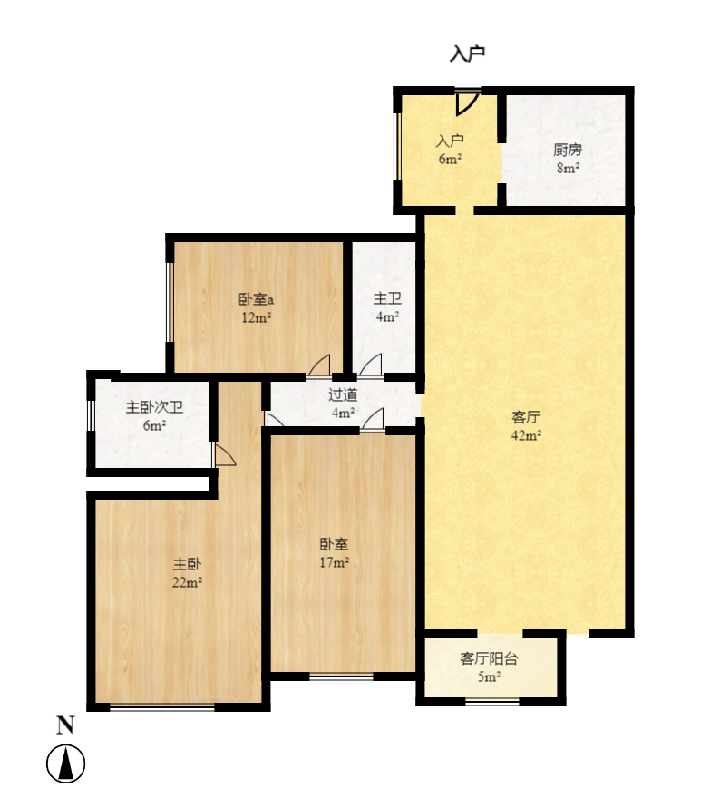 筑梦园 3室2厅1卫 1700.0元/月 筑梦园 3室2厅1卫 1700.0元/月户型图