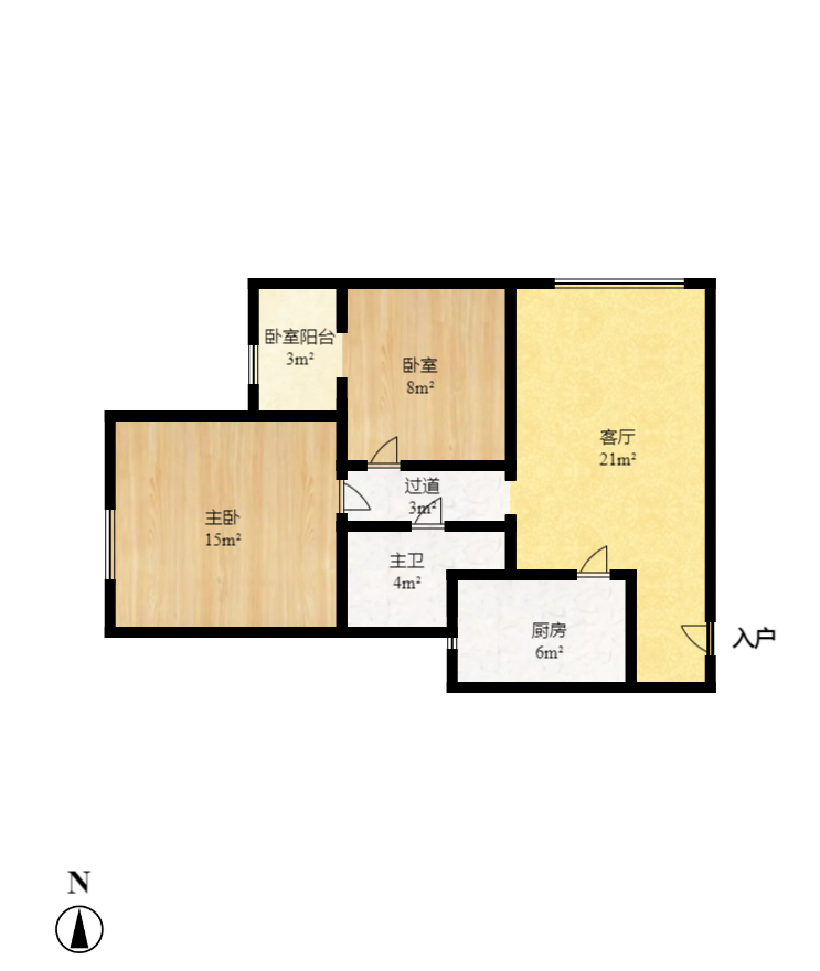 郡原居里 2室2厅1卫 1580.0元/月 郡原居里 2室2厅1卫 1580.0元/月户型图