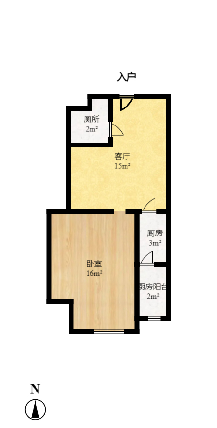 兰卡威国际  1室1厅1卫    1300.0元/月户型图