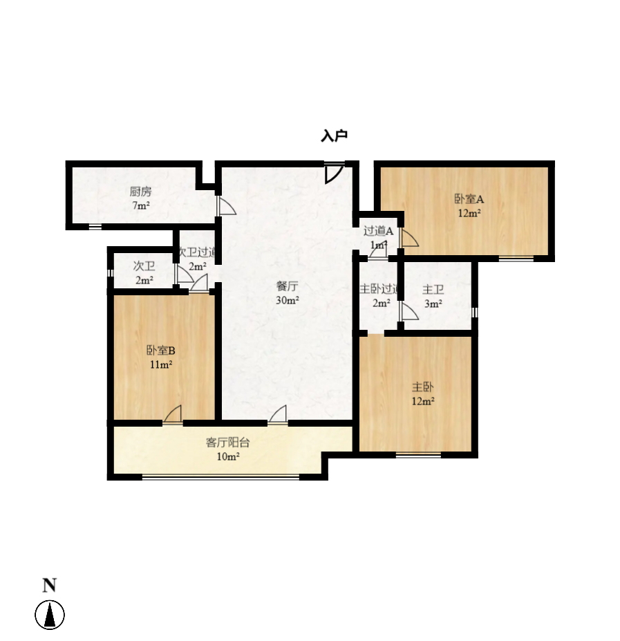 卓越中寰  3室2厅2卫   6200.00元/月户型图