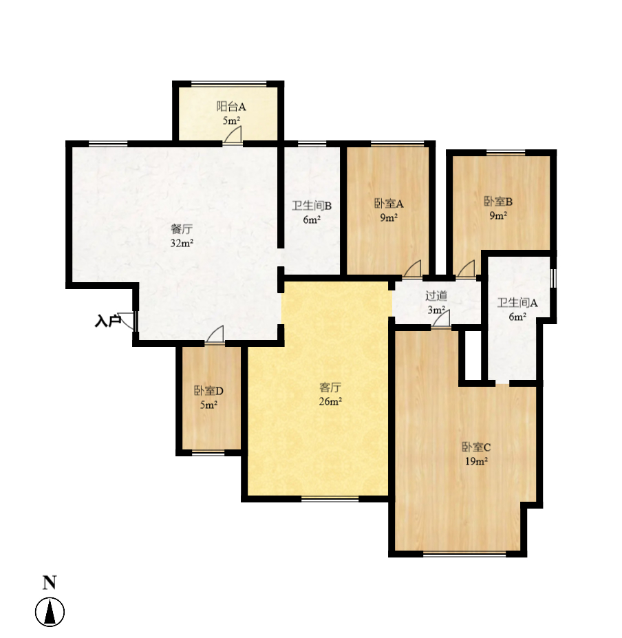 学府华庭  4室2厅2卫    102.0万室内图1