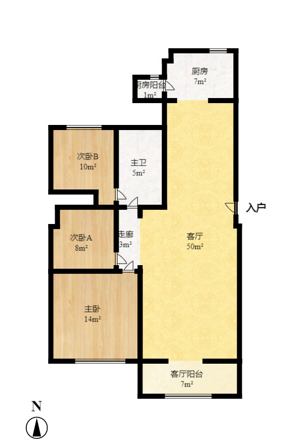 湘诚嘉园  2室2厅1卫   2300.00元/月室内图1