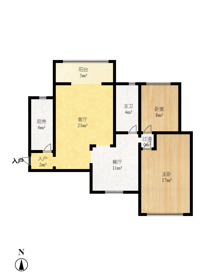 鑫科明珠 2室1厅1卫 2200.0元/月 鑫科明珠 2室1厅1卫 2200.0元/月户型图